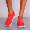 Cristal respirável malha tênis para mulher confortável fundo macio apartamentos plus size 43 antiderrapante sapatos casuais mulher