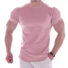 Mäns kostymer A3345 Gym T-shirt Män Kort ärm Casual Blank Slim T Shirt Male Fitness Bodybuilding Workout Tee Tops Summer Clothing