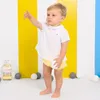 Conjuntos de roupas espanhol bebê menino roupas conjunto 2023 verão crianças roupas batismo aniversário terno criança camisa branca shorts amarelos