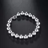 Bangle Fashion Jewelry 925 Pure Silver Plated Charm 10MM Solid Buddha Beads Hollow Beads Bracelets Gift Bag H136310o