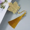 Party Favor Metal Bookmark Chinese Style Vintage Creative Leaf Vein Hollow Maple Fringed Apricot Presents