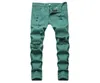 Men039s jeans fantasia neon cor y2k denim streetwear calças retas finas buracos calças rasgadas verde amarelo pink2641123