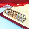 Full Diamond Love Pierścień Pierścień męskie Klasyczne luksusowe projektant biżuterii Kobiety Tytanium Steel Stal ze złota złota srebrna róża Ne258b