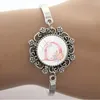 Braccialetti con ciondoli Fiore Alfabeto inglese Bellissimo modello Bracciale in pizzo Cupola di vetro per bambini Regali Decorazione Gioielli FHW105