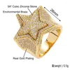 Bagues de cluster Mode Zircon Pierre Géométrique Star Bague De Luxe Jaune Or Couleur Glacé De Mariage Pour Hommes Femmes Hip Hop