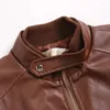 Vestes pour hommes Vintage Retro Café Veste de motard en cuir Slim Fit Col montant Manteau Tops Marron / Noir M 4XL Casual Business