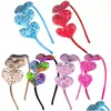 Party Favor Valentines Day Jewelry Gift Cute Heart Thin Headband Women Girls Temperament Sequins Love Decor Hair Accessories Style D Dhkiz