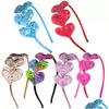 Favor de fiesta Día de San Valentín Joyería Regalo Lindo Corazón Diadema delgada Mujeres Niñas Temperamento Lentejuelas Amor Decoración Accesorios para el cabello Estilo D Dhkiz