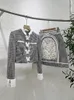 İş Elbiseleri Siyah/Beyaz Ekose Zarif Etek Setleri Kelebek Uzun Sızlı Üst İşlemeli Dantel 2023 Sonbahar 2 Parça Kıyafet