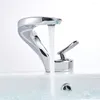 Bathroom Sink Faucets Brass Basin Faucet Cold And Mixed Water Ceramic Snake Shaped Art