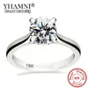 YANHUI With Certificate Luxury Solitaire 2 0ct Zirconia Diamond Wedding Rings Women Pure 18K White Gold Silver 925 Ring ZR128167V