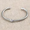 luxury twisted cable bracelet designer bangles for women DY silver gold plated charm bracelets 5MM 7MM W inlaid crystal pearl mens bangle designer jewelry girl gift