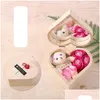 Party Favor Forme de coeur Boîte en bois Rose Fleur Colorf Bouquet Savons faits à la main avec miroir pour le cadeau de la Saint-Valentin Gga3062 Drop Delive Dh8Ti