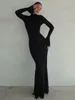 Casual Dresses Laxsesu Backless Sexy Maxi Dress Women's Long Sleeve Bodycon Black Autumn Elegant Party Evening For Women 2023