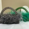 Autumn Winter Dinner Bags Clutch Stylish Feather Handbag Fashion Women Ladies Sequin Feather Clutch Wedding Handmade Beaded Bag FMT-4239