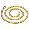 2024 Herrkedja 6mm Långt halsband för män 20 "23" 26 "Golden Color 14K Yellow Gold Flat Chain Halsband Mänkedjan Neckor