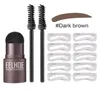 Professional Eyebrow One Step Stamp Shaping Kit Set Gel Makeup Kit Magic Stencils Eye brow Brushes4078109