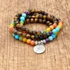 Bracelets porte-bonheur 6mm perles oeil de tigre 7 Chakra Mala 108 bouddha arbre de vie guérison Yoga Bracelet pour femmes homme bijoux