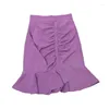 Skirts 2023 Summer Y2k High Waist Short Skirt Female Fishtail Harajuku Purple Ruffled Hem Irregular Package Hip Gothic