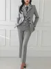 Mulheres vintage de alta qualidade terno escritório senhoras trabalho wear ol pantsuits formal feminino blazer jaqueta colete calças 3 peças conjunto 231229