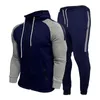 Herren-Trainingsanzüge, modisch, trendige Herrenbekleidung, Kontrastfarbe, plus Samt, Boutique-Sweatshirt, lässiger Herren-Sportanzug, 2-teilig