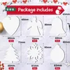 Porte-clés 30pcs / set ornement de sublimation vierge double face pendentifs personnalisés de Noël avec ruban rouge