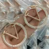 Brinco de argola feminino 4cm, brincos de designer em v, joias, prata, diamante, orelha, carta, luxo, ouro, moda w3501