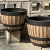Succulent Plants Bonsai Flower Pot Faux Wooden Planter Retro Outdoor Plastic Barrel Imitation Planting Pots Imitated Creative 231228