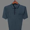 2023 Summer Fashion Classic Business Casual Men's Clothing Overdimensionerad Bekväm trendkontrast Färg skarvad Pocket Polo Shirt 231228