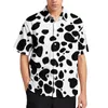Мужские повседневные рубашки, летняя рубашка для мужчин, с принтом собаки далматина, гавайский черный пятнистый пляжный стиль, винтажная одежда большого размера в стиле Харадзюку