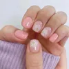 Unhas falsas 24 Ps/lote vestindo arte falsa flor de girassol branqueamento pontas de unhas elegantes finalizadas cobertura completa imprensa no conjunto