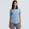 LL075 Yoga Fitness Top T-shirt SportsTank Maniche corte in cotone Camicia da corsa Quick Dry Gym Collant Tee Abiti da allenamento per le donne Jogging