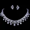 Emmaya Zircons Högkvalitativa vita guldfärg Cubic Zirconia Bridal Wedding Necklace and Earring Sets Party Gift 220224177V