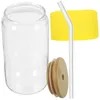 Disposable Cups Straws Glass Milk Tea Beverage Drinking Reusable Juice With Lid Lids And Straw Coffee