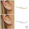 Aide 925 Sterling Silver Smooth Long Line Ear Climber d Orecchini per le donne Minimalista Ear Crawler ds Gioielli penetranti L220810284l