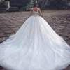 Stunningbride 2024 luxuosos vestidos de casamento de cristal com contas pura ilusão espaguete pescoço sem mangas longo árabe vestidos de baile de noiva