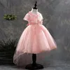 Robes de fille magnifique robe de filles de fleur enfants dentelle appliques corsage tulle fête de mariage vêtements formels