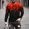 T-shirts pour hommes Flamme 3D Imprimé numérique T-shirt à manches longues Top Grands hommes Printemps Automne Lâche Col rond Pull Casual Mode