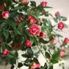 Flores decorativas flor simulada de alta qualidade artificial realista pendurado rosa planta verde para casa decoração de casamento jardim