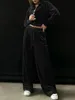ベルベットトラックスーツの女性2つの2ピースセット服装秋の服ジップフーディーズクロップトップとパンツスーツシックなベロア2ピース女性セット231228