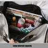 Silver Sports Bag Lady Luggage in Travel Bags with Tag Duffel Gym Leather Women Yoga Fitness sac de sport Big XA806WD 231228