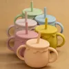 Kawaii kinderen Siliconen Leren Drinkbeker Baby Snack Cup Twee-in-een Honingpot Voedsel Opslag geboren Accessoires 231229