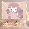 Tapisseries Ins Rose Fille Fleur De Pêche Tapisserie Mignon Crème Glacée Caméra Kawaii Chambre Décor Dortoir Chambre Décoration Esthétique Tissu Fond