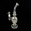 Hookahs New glass recycler bong hollow out design water pipes dab rigs tyre perc glass bongs with glass bowl