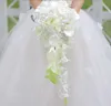 Buquê de casamento de flor de simulação de gotejamento personalizado branco calla rosa hortênsia diy pérola cristal jóias broche bouquet de noiva 4225663