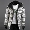 Mens Jackets Durable Outer Garment Woolen Warm Regular Camouflage Print Jacket Loose Coat Cool