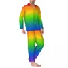 Pigiama sfumato da uomo in pigiameria Set Primavera Arcobaleno Trendy Night Unisex Due pezzi Casual Design oversize Abito da casa Regalo di compleanno