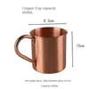 Tasse en cuivre pur de 450ML 16oz, tasses à bière cuivrées durables, tasse à café, tasse à lait, verre à Cocktail, whisky, verres à boissons, 231228