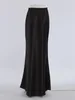 Jupes Satin Slim Fishtail Femmes Été 2023 Mode Casual Solide Maxi Longueur De Plancher Jupe Soirée Une Ligne Noir Faldas