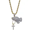 Collier avec pendentif main de prière en Zircon glacé, chaîne en or Hip Hop pour hommes, bijoux 8712070